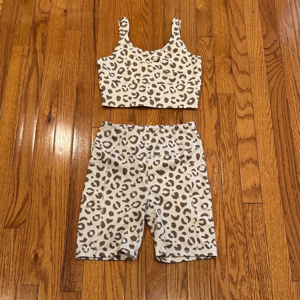 Gottex Cream and Brown Leopard Print Set